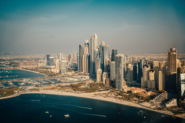 Dubai Marina with beautiful city sunset time