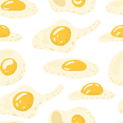 Egg seamless pattern. omelette silhouettes background.