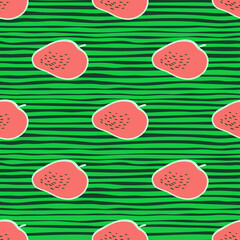 Creative apple seamless pattern in doodle style. Fruis wallpaper.