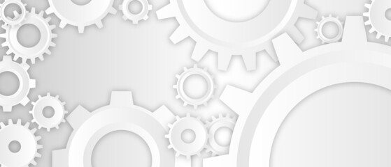 White Hexagon Structure Gears Header on white background