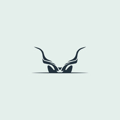 Abstract minimalist Half head kudu logo vector illustration