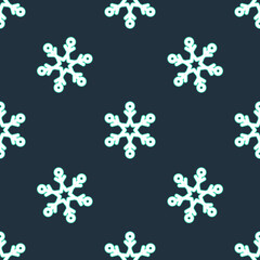 Line Snowflake icon isolated seamless pattern on black background. Vector
