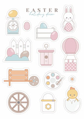 Easter Stickers with cute bunny and  seasonal elements