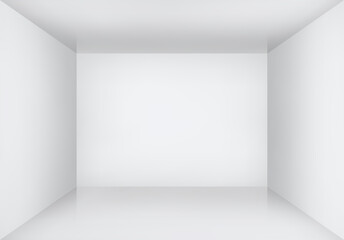 Empty room or studio with white walls. Box without interior background. Blank space for design. Vector illustration.