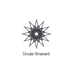 Mosaic arabic linear ornament. Vector geometric circular emblem for ornamental design or logos