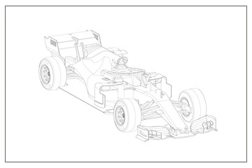 3d illustration of an F1 car.