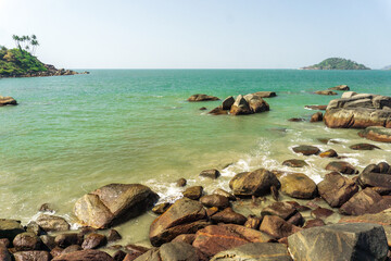 Fototapeta na wymiar Landscape of Palolem beach on sunny morning, Goa, India.