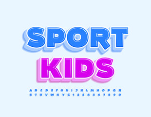 Vector bright Sign Sport Kids. Modern 3D Font. Creative Alphabet Letters and Numbers set