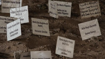 Names of the Victims of the Military Regime from 1976 to 1983 at the Former Clandestine Torture and Detention Center known as "Club Atletico" in Buenos Aires.  
