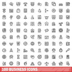 100 business icons set. Outline illustration of 100 business icons vector set isolated on white background