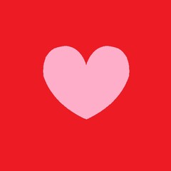 One pink heart on red background in center