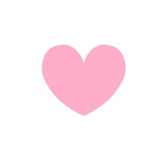 One pink heart on white background in center