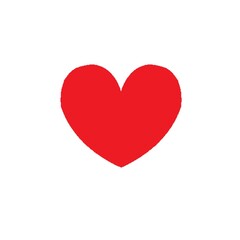 One red heart on white background in center