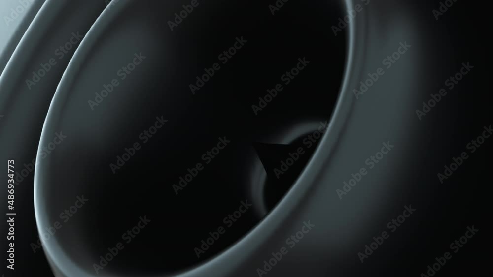 Poster abstract black shape with impulse circular waves, computer generated. 3d rendering of fractal backgr