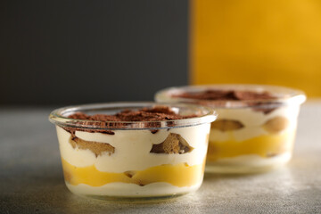 Tiramisu. Dessert with cream for breakfast. High quality photo