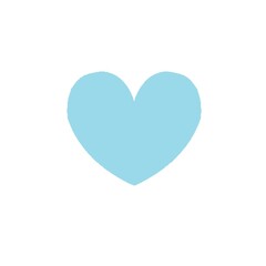 One blue heart on white background in center