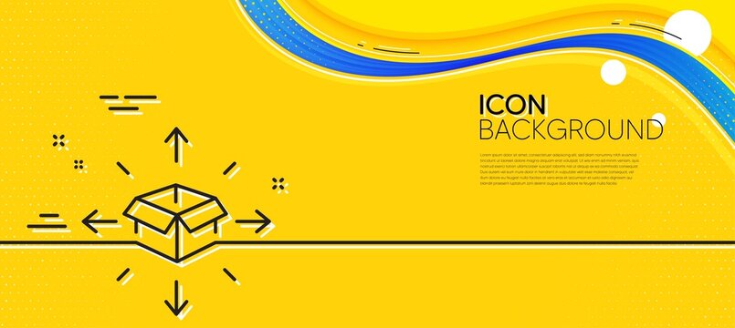 Parcel delivery line icon. Abstract yellow background. Logistics service sign. Tracking symbol. Minimal parcel delivery line icon. Wave banner concept. Vector