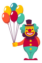 Obraz na płótnie Canvas Clown with balloons. Circus symbol. Funfair mascot