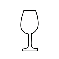 Wine glass. Hand drawn single vector illustration. Greeting card, poster, tshirt, icon, logo design element. Doodle vector illustration isolated on white background.