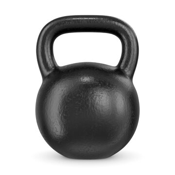 Black metal gym weight kettle bell isolated on white
