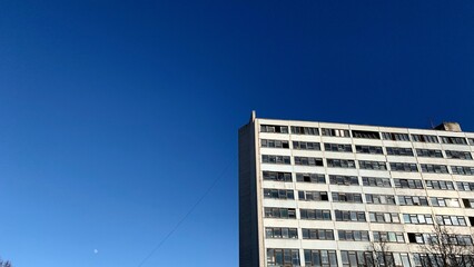 High-rise abandoned office building belonging to an old factory