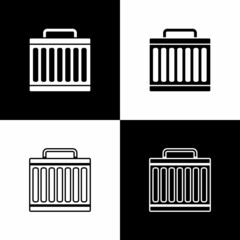Set Car radiator cooling system icon isolated on black and white background. Vector