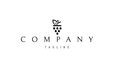 Vector logo on which an abstract image of a bunch of grapes in a minimalist style.