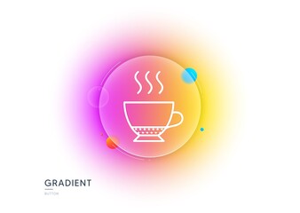 Espresso coffee icon. Gradient blur button with glassmorphism. Hot drink sign. Beverage symbol. Transparent glass design. Espresso line icon. Vector