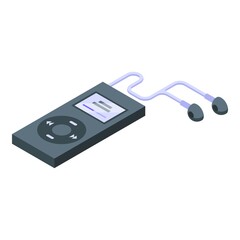 Fototapeta premium Music player listen icon isometric vector. Mind balance. Focus brain