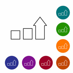 Black line Financial growth icon isolated on white background. Increasing revenue. Set icons in color circle buttons. Vector
