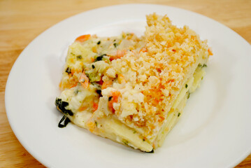 Baked Cheesy Vegetable Lasagna with Cream Sauce	