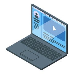 Online video course icon isometric vector. Free learn. School training