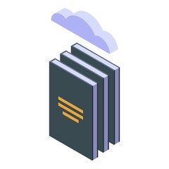 Cloud bookstore icon isometric vector. Online library. Computer reading