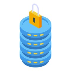 Server lock information icon isometric vector. Customer know. Document verification