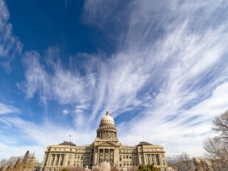 Idaho state capital with blue skies above