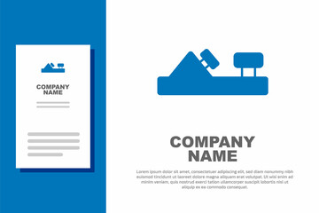 Obraz premium Blue Wood plane tool for woodworker hand crafted icon isolated on white background. Jointer plane. Logo design template element. Vector