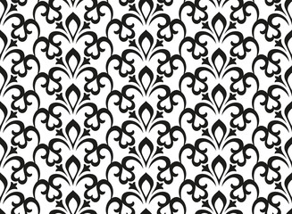 Fototapeta na wymiar Flower geometric pattern. Seamless vector background. White and black ornament. Ornament for fabric, wallpaper, packaging. Decorative print