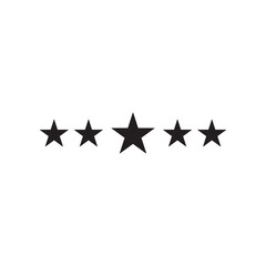 Five-star rating vector icon. Symbol of 5star where the middle star is big than other stars