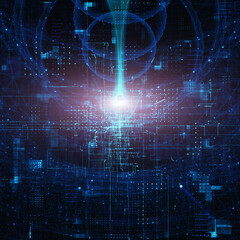 Big Data, Artificial Intelligence Concept, IoT And Communication Network Concept. Tech Science Background