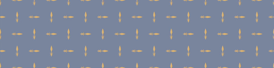 French fleur de lis royal lily seamless border. Farmhouse cottage banner. Lilies lys flower flourish motif rustic damask. © Limolida Studio