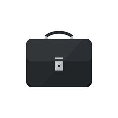 Briefcase icon. Black briefcase icon isolated on a white background. Flat vector illustration. Business and finance
