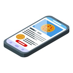 Online pizza buy icon isometric vector. Fast delivery. Quick order