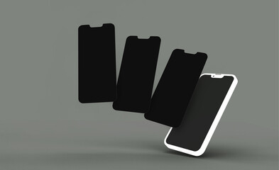 3d realistic clay phone mockup design