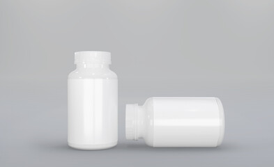 3d realistic render pill box mockup design