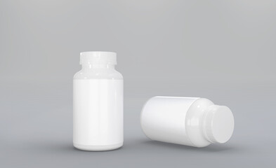 3d realistic render pill box mockup design