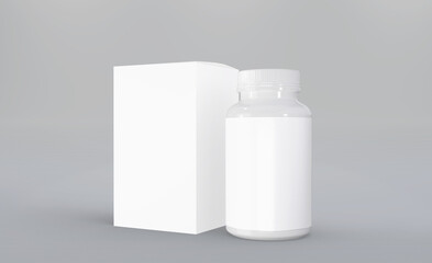 3d realistic render pill box mockup design