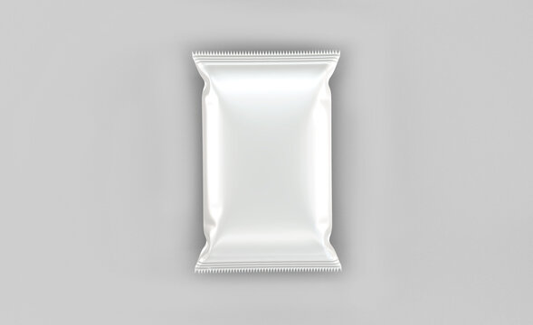 3d Render Realistic Glossy Oil Food Bag Packaging Mockup Design