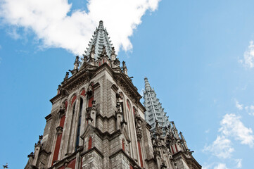 gothic cathedral or church. building and architecture. duomo neo-gothic style. milan.
