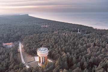 water reservoir and bts tower in gdansk sobieszewo 