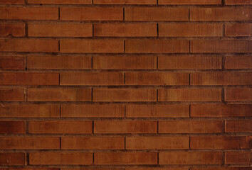 Brick wall texture background. Backdrop of vintage dirty brick wall with peeling plaster, texture. Old stone wall, horizontal. Copy space.